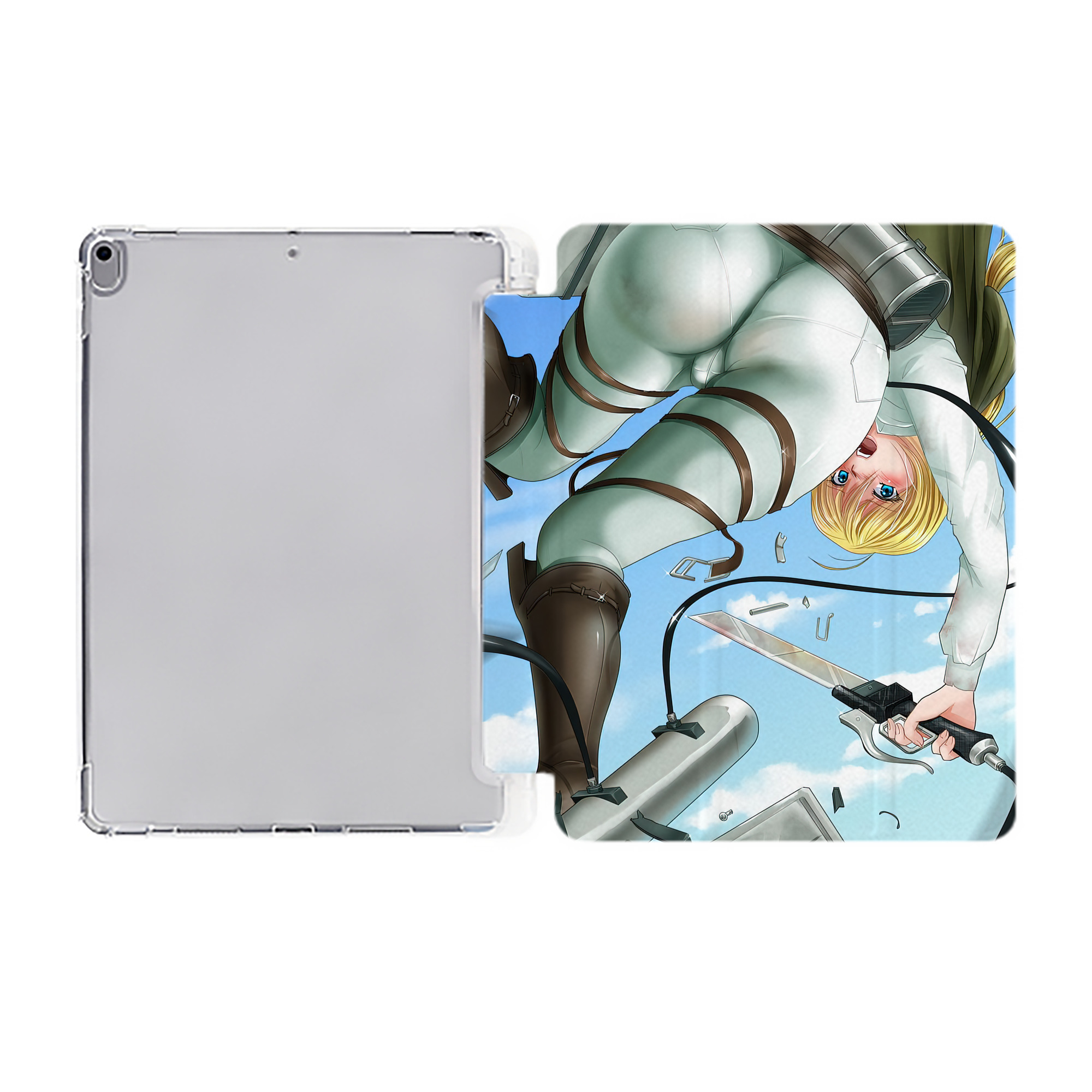 （画像用） 進撃の巨人 Attack on Titan IPad ケース ペン収納付き 三つ折りスタンド PUレザー×シリコン 対応機種9.5/10.5/10.9インチ